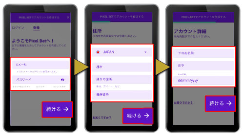 オンラインカジノ ピクセルベットカジノ PixelBet 登録方法 手順画像2